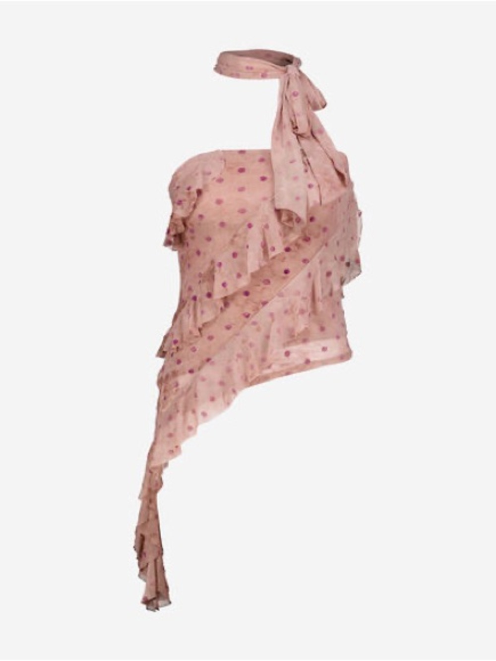 Pink Velour Polka Dot Mesh Top with Matching Scarf